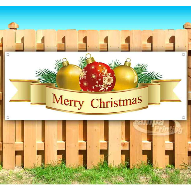 Many Sizes Available Merry Christmas 13 oz Heavy Duty Vinyl Banner Sign with Metal Grommets Advertising New Flag, Store 